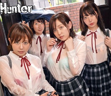 HUNTA-851 下校中に突然の雨に振られて、びしょ濡れで雨宿りにやってきた義娘と友達のズブ濡れの透けブラ制服女子から目が離せず勃起しまくり！